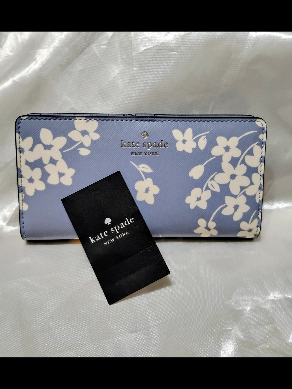 KATE SPADE Dana Sweet Flora 2021 Large Zip-Around Wallet in Blue and Cream White - Picture 8 of 8